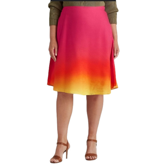 LAUREN RALPH LAUREN Ombré Linen-Blend Midi Skirt - Picture 1 of 6